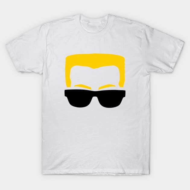 Duke Nukem Blonde Hair Glasses Face Silhouette T-Shirt by AnotherOne